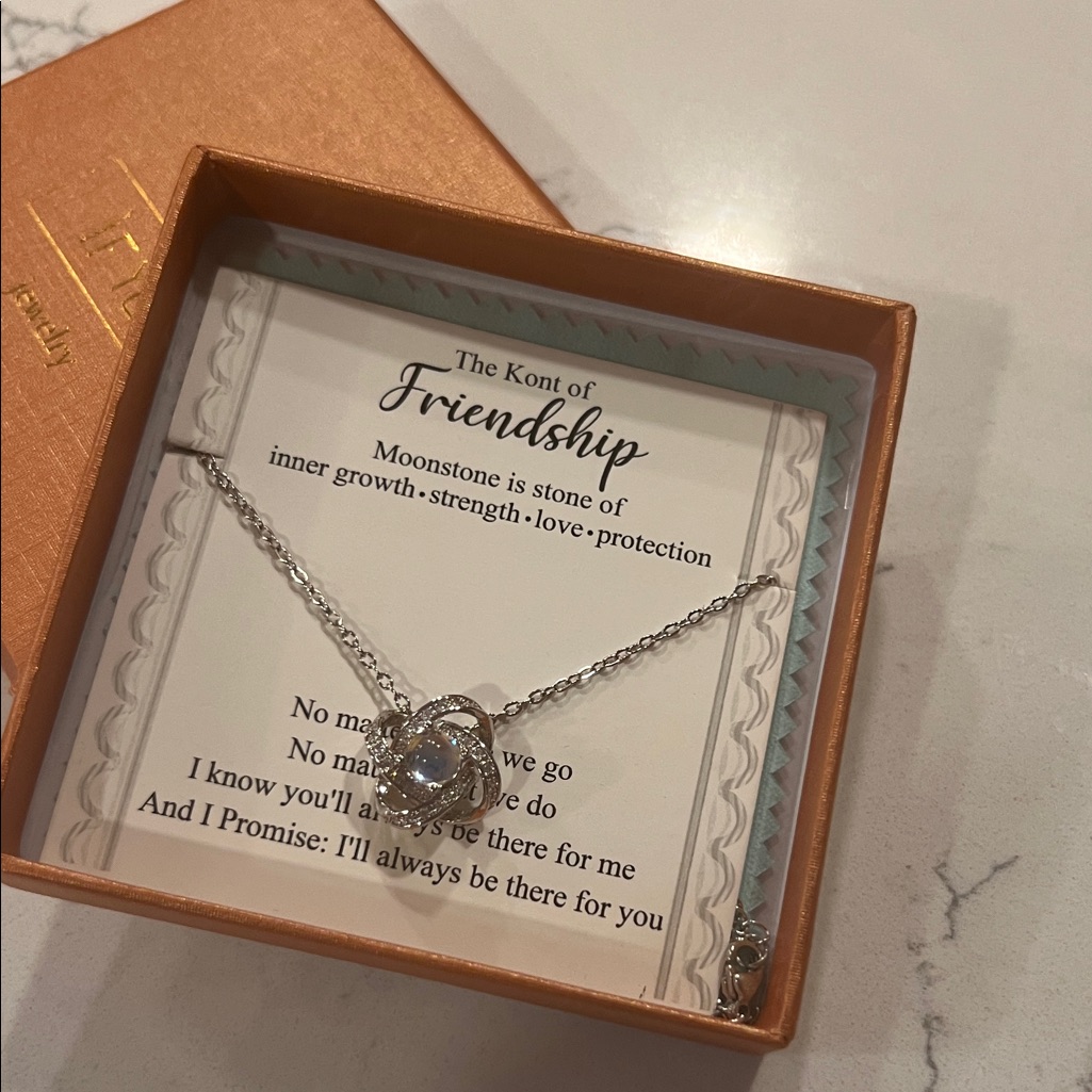 Joycuff Silver Moonstone Knot Of Friendship Necklace